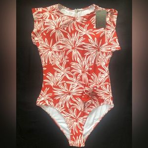 NWT Cospot Womens One Piece Orange Retro Vintage Style Swimsuit Swimwear Size M